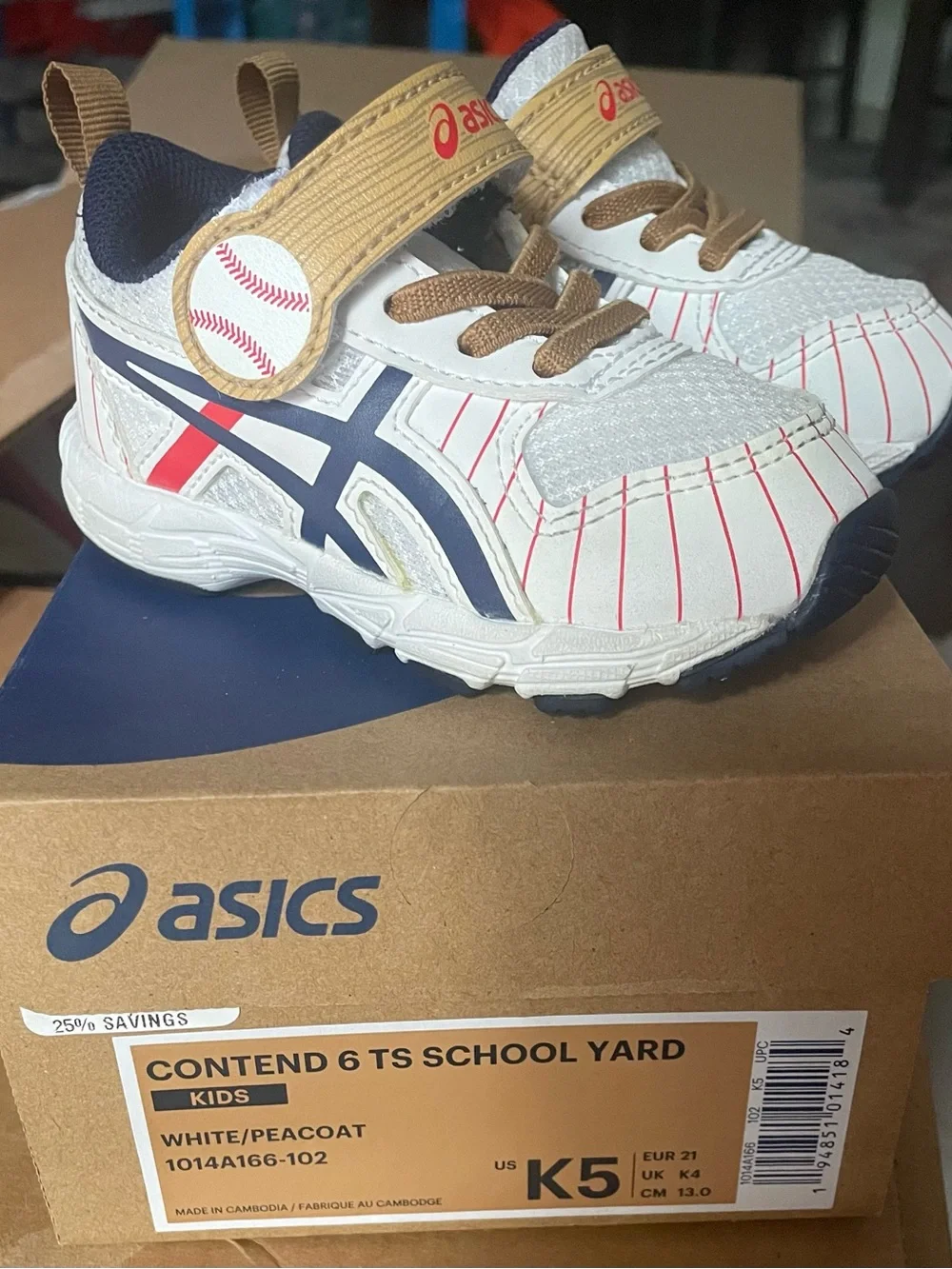 ASICS Kids Contend 6 TS School Yard White/Peacoat Baseball-Style Sneakers